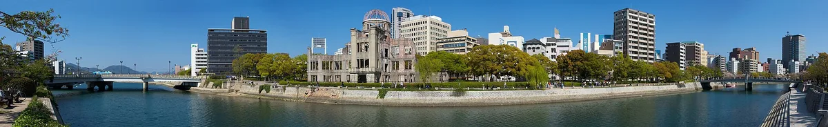 The A-Bomb Dome across the river against the city skyline